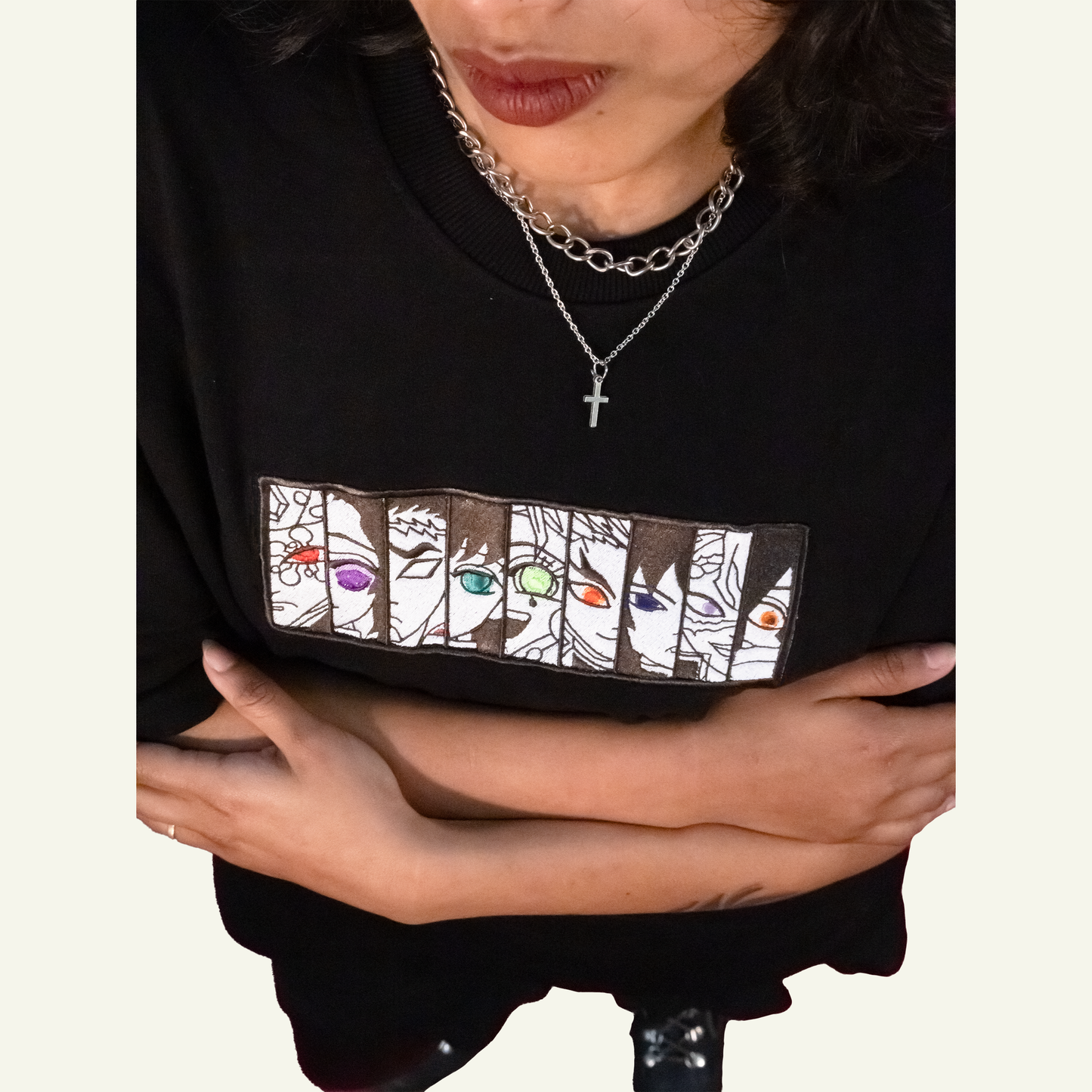 Demon Slayer Embroidered Unisex Oversized T-shirt