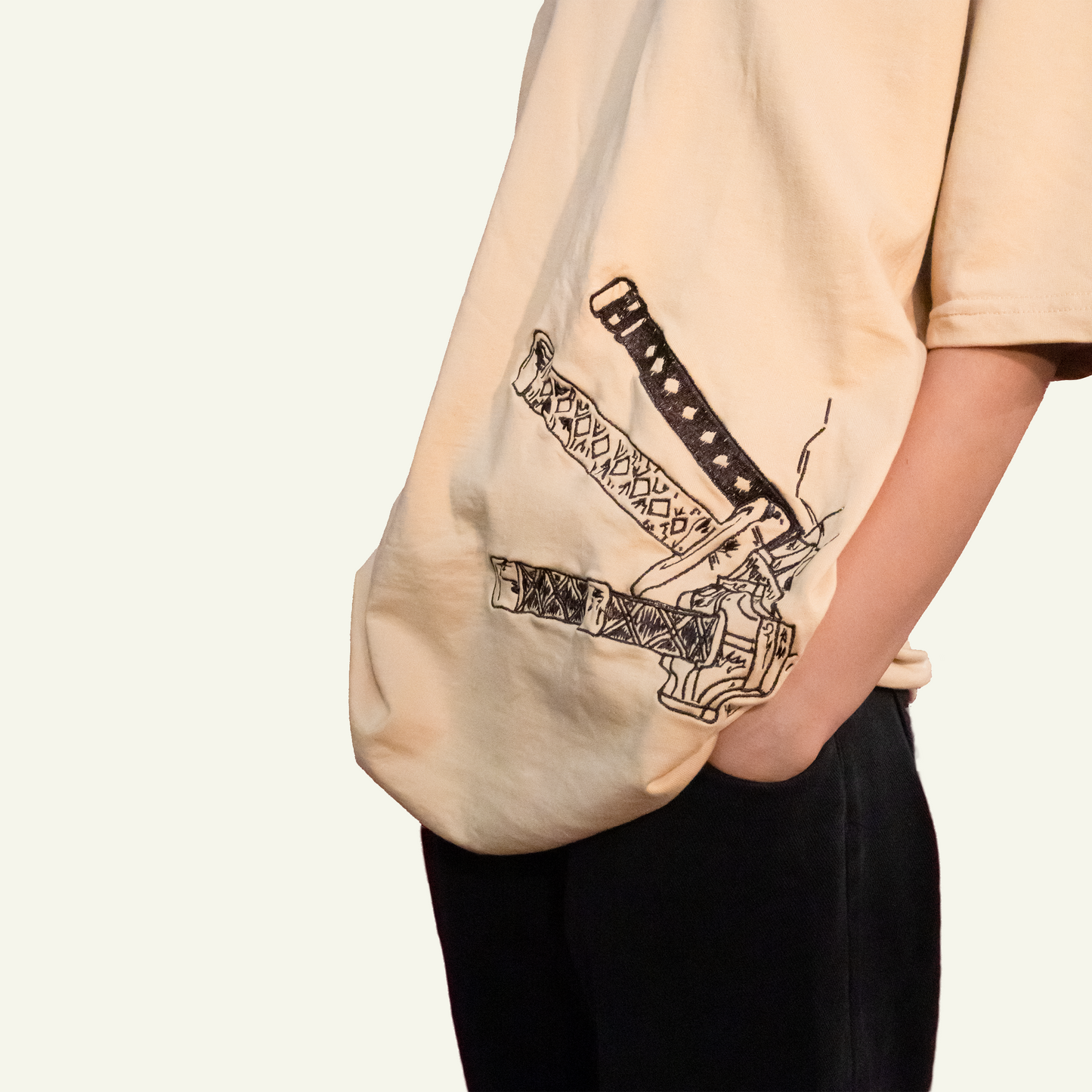 Three Sword Embroidered Unisex Oversized T-shirt