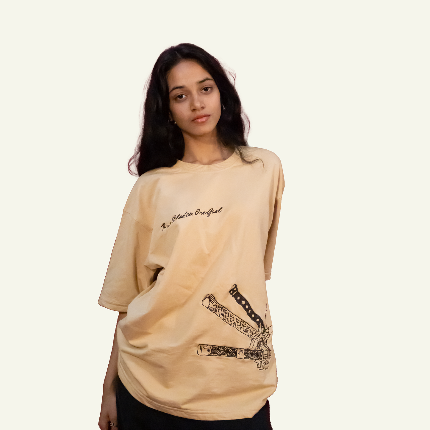 Three Sword Embroidered Unisex Oversized T-shirt