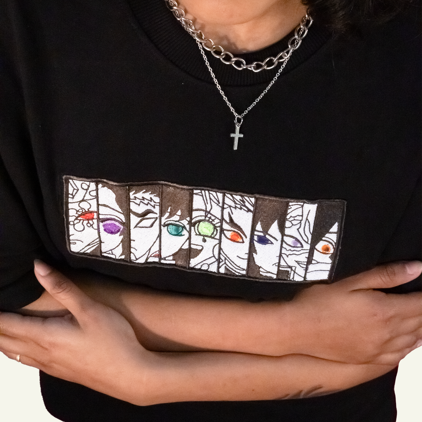 Demon Slayer Embroidered Unisex Oversized T-shirt